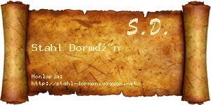 Stahl Dormán névjegykártya